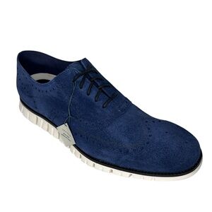 Cole Haan ZERØGRAND Wingtip Oxford Water Resistant Navy Blue Suede Shoes Size 13
